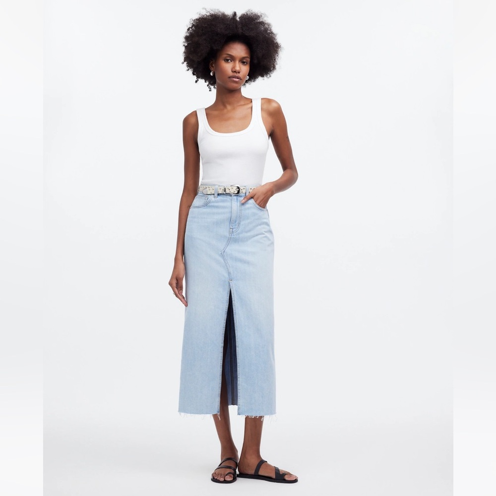 NWT MADEWELL The Rilee Denim Midi Skirt
